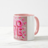 Puffy Bubblegum Dripping Liebe Tasse (VorderseiteRechts)