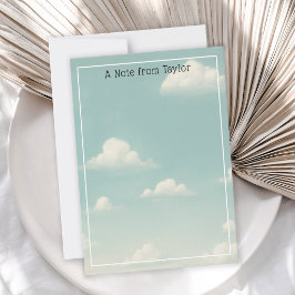 Puffy Clouds Blue Sky Custom Note Card Mitteilungskarte