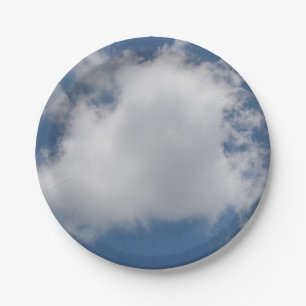 Puffy Cumulus Wolken in blauem Himmel Pappteller
