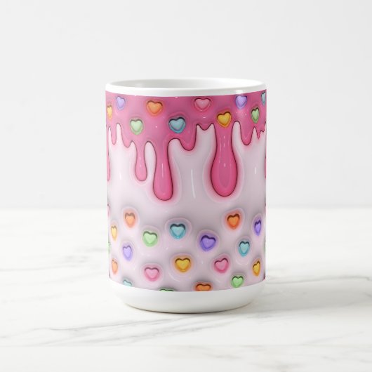 Puffy Frosting Cake with Hearts Mug Kaffeetasse (Mittel)