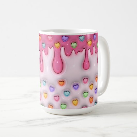 Puffy Frosting Cake with Hearts Mug Kaffeetasse (VorderseiteRechts)