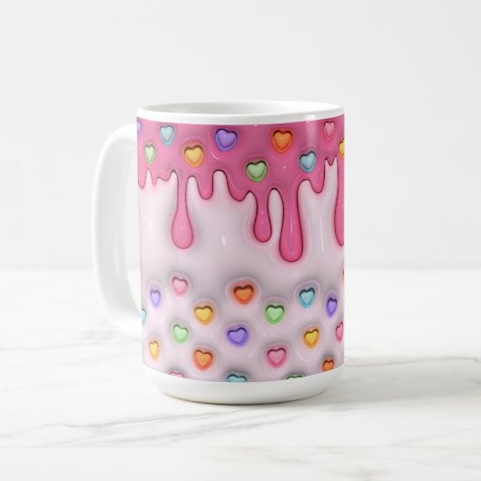 Puffy Frosting Cake with Hearts Mug Kaffeetasse (Vorderseite Links)