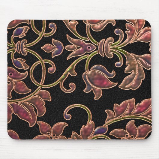 Puffy Look Damask auf Black Mousepad (Vorne)