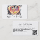 *~* Puffy Opal Heart Gold Angel Wings AP78 QR Visitenkarte (Vorne/Hinten)