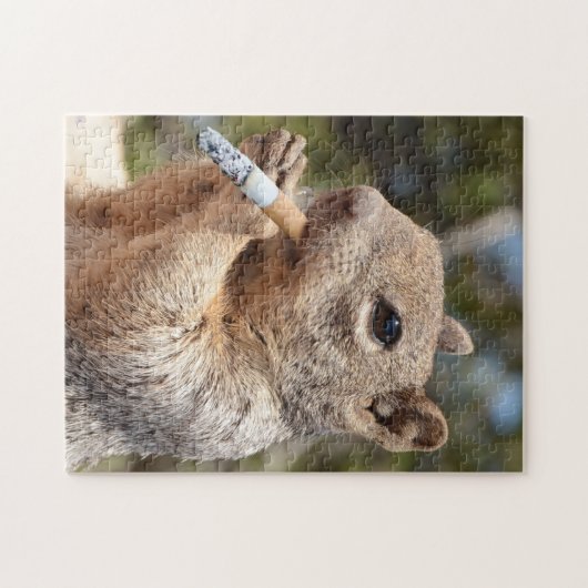 Puffy the Squirrel Cigarette Smoking Smoker Funny Puzzle (Horizontal)
