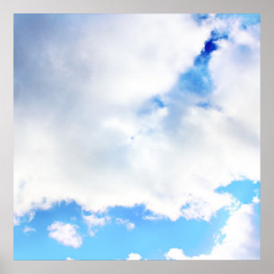 Puffy White Clouds und Blue Sky Poster
