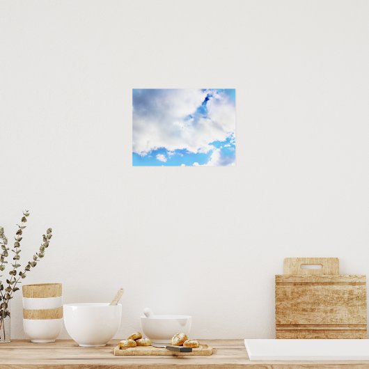 Puffy White Clouds und Blue Sky Poster (Küche)