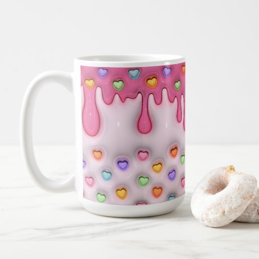 Puffy Zuckerguss Cake mit Herz-Tasse Kaffeetasse (Mit Donut)