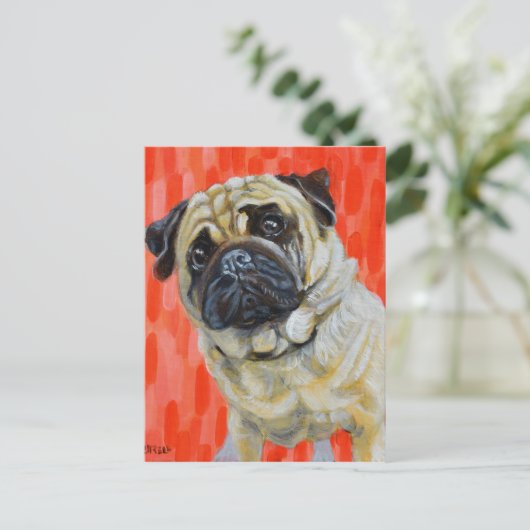 Pug 0range postkarte (Stehend Vorderseite)