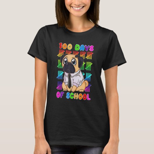 Pug 100 Days of School 100th Day of School Boys Gi T-Shirt (Vorderseite)
