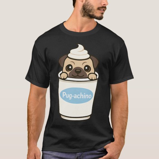 Pug-achino Pug Hund T-Shirt (Vorderseite)