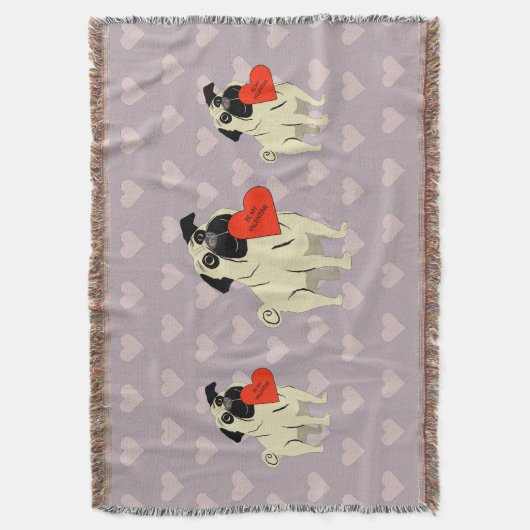 Pug be my Valentine Decke (Vorderseite Vertikal)