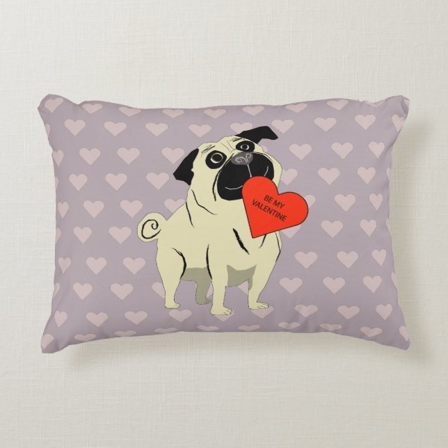 Pug be my Valentine Dekokissen (Vorderseite)