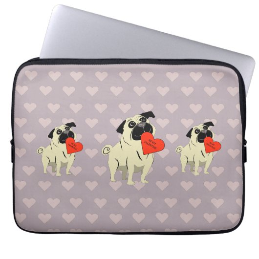Pug be my Valentine Laptopschutzhülle (Vorderseite)