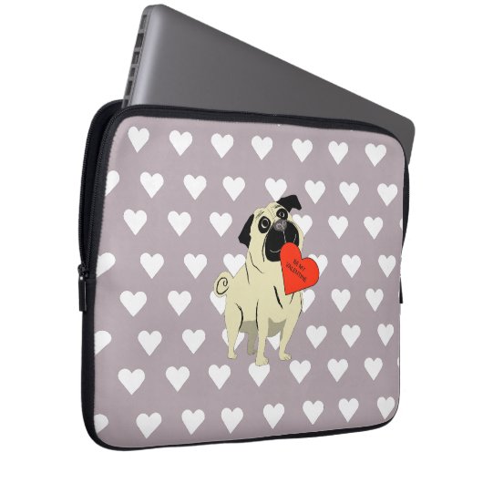 Pug be my Valentine Laptopschutzhülle (Vorne Rechts)