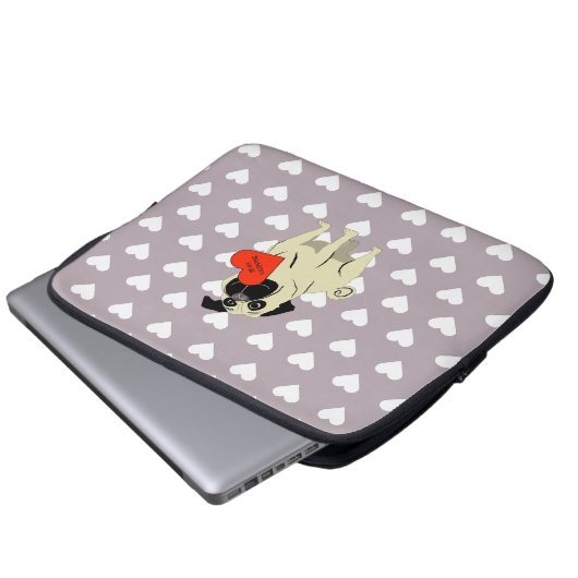 Pug be my Valentine Laptopschutzhülle (Vorne Knopf)