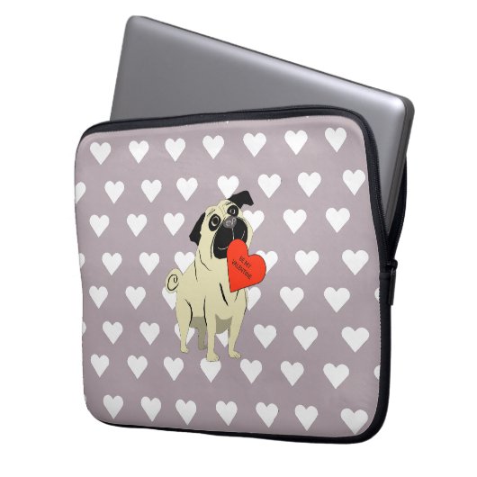 Pug be my Valentine Laptopschutzhülle (Vorderseite Links)