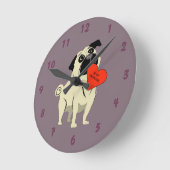 Pug be my Valentine Runde Wanduhr (Winkel)
