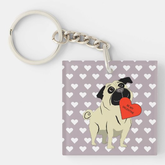 Pug be my Valentine Schlüsselanhänger (Vorderseite)