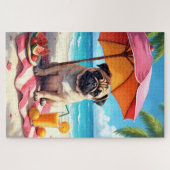 Pug Beach Relax Scene Puzzle (Horizontal)