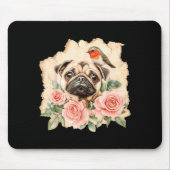 Pug bird cute dog funny pug mousepad (Vorne)