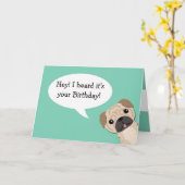 Pug Birthday Card Karte (Gelbe Blume)