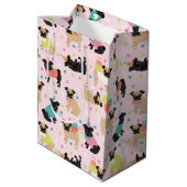 Pug Birthday Party Celebration Mittlere Geschenktüte (Rückseite Schrägansicht)