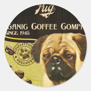 Pug Brand – Bio-Kaffeeunternehmen Runder Aufkleber