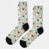 Pug Cartoon Pattern Socken (Linkes Detail)