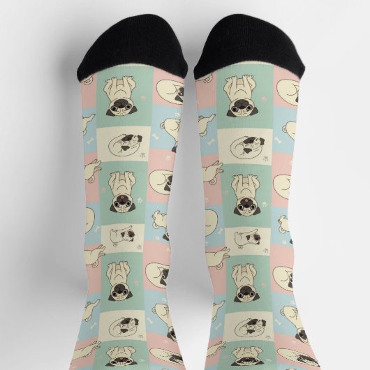 Pug Cartoon Pattern Socken (Oben)