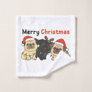 Pug Christmas Animals Cute Dogs Merry Christmas Wa Waschlappen