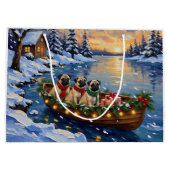 Pug Christmas Boat Holiday Große Geschenktüte (Rückseite)