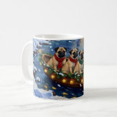 Pug Christmas Boat Holiday Kaffeetasse (Vorderseite Links)