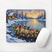 Pug Christmas Boat Holiday Mousepad (Mit Mouse)