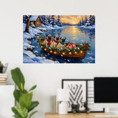 Pug Christmas Boat Holiday Poster (Heimbüro)