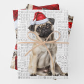 Pug Christmas Dog Red Buffalo Plaid Geschenkpapier Set (Beispiel)