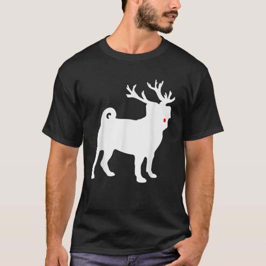 Pug Christmas Nosed Reindeer Pug Santa Dog Lover T-Shirt (Vorderseite)