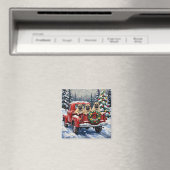 Pug Christmas Red Truck Holiday Magnet (In Situ (Geschirrspüler))