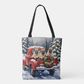 Pug Christmas Red Truck Holiday Tasche (Rückseite)
