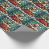 Pug Christmas Santa Bag Adventure Geschenkpapier (Ecke)