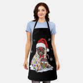 Pug Christmas Tree Lights Santa Dog Boys Pugmas Schürze (Getragen)