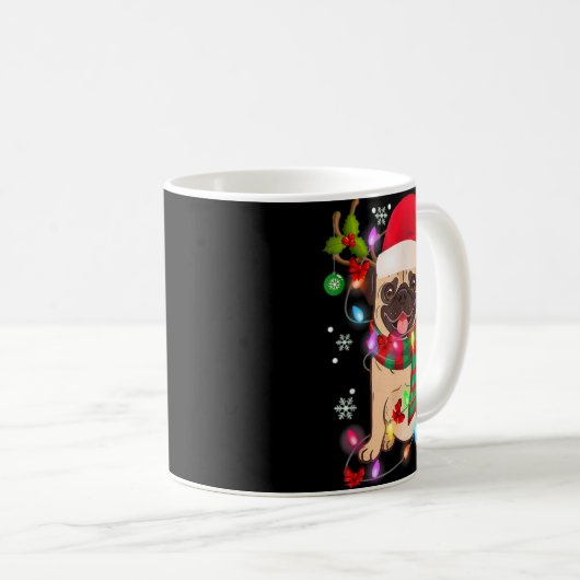 Pug Christmas Tree Lights Santa Dog Xmas Boys Pugm Kaffeetasse (VorderseiteRechts)