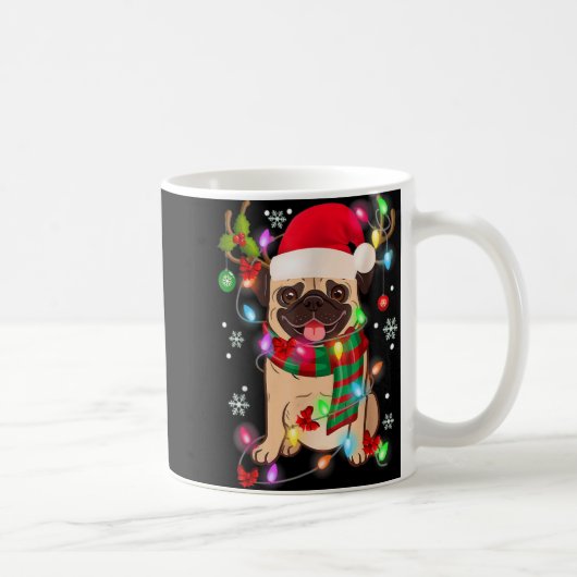 Pug Christmas Tree Lights Santa Dog Xmas Boys Pugm Kaffeetasse (Rechts)