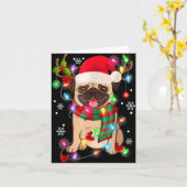 Pug Christmas Tree Lights Santa Dog Xmas Boys Pugm Karte (Gelbe Blume)