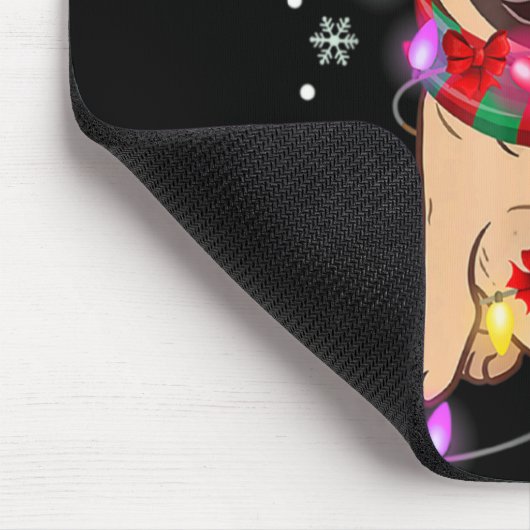 Pug Christmas Tree Lights Santa Dog Xmas Boys Pugm Mousepad (Ecke)