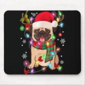 Pug Christmas Tree Lights Santa Dog Xmas Boys Pugm Mousepad (Vorne)