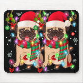 Pug Christmas Tree Lights Santa Dog Xmas Boys Pugm Mousepad (Vorne)