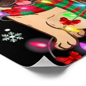 Pug Christmas Tree Lights Santa Dog Xmas Boys Pugm Poster (Ecke)