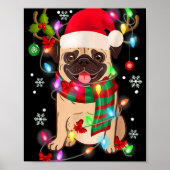 Pug Christmas Tree Lights Santa Dog Xmas Boys Pugm Poster (Vorne)
