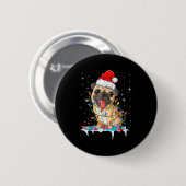 Pug Christmas Tree Lights Santa Dog Xmas  Button (Vorne & Hinten)